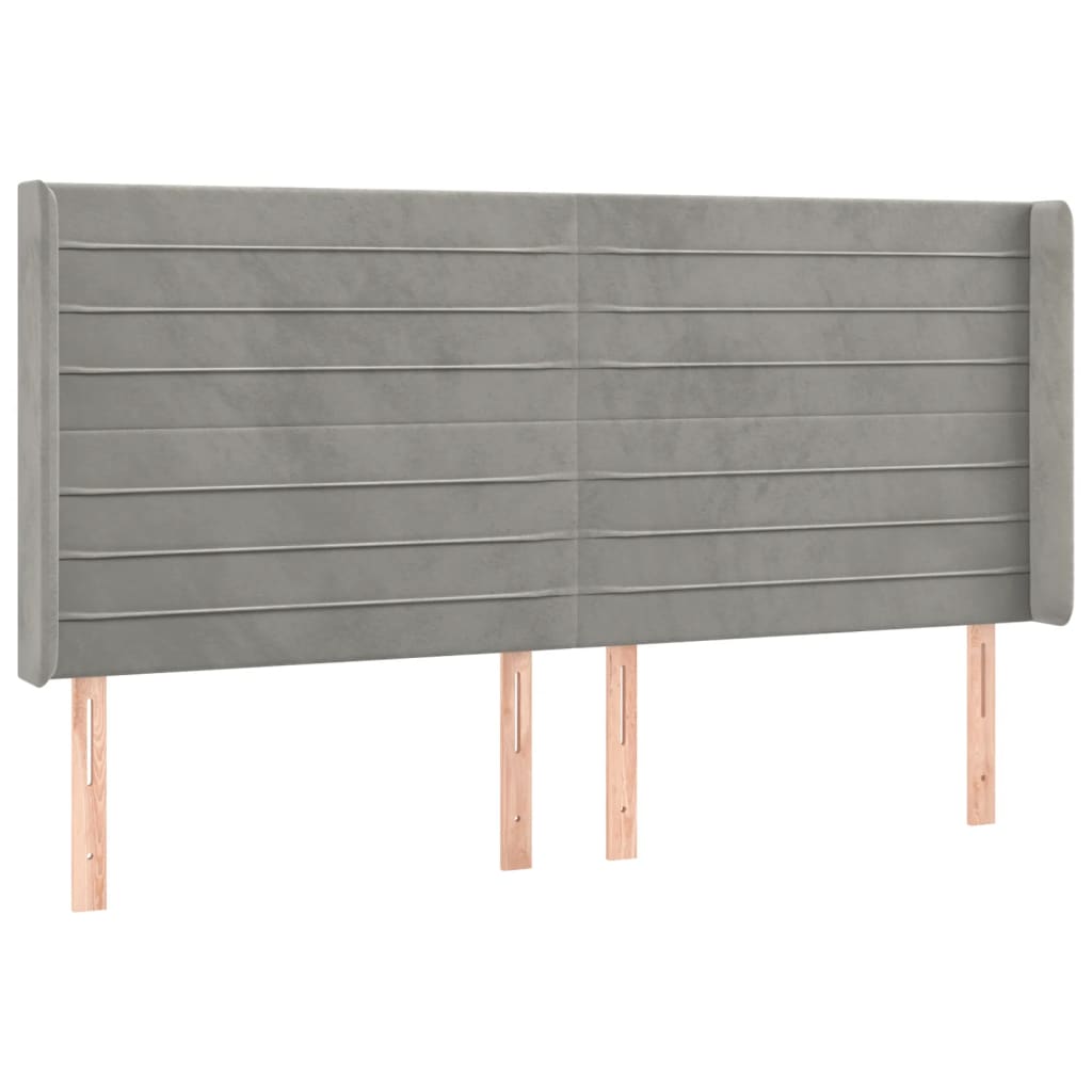 vidaXL Tăblie de pat cu LED, gri deschis, 163x16x118/128 cm, catifea
