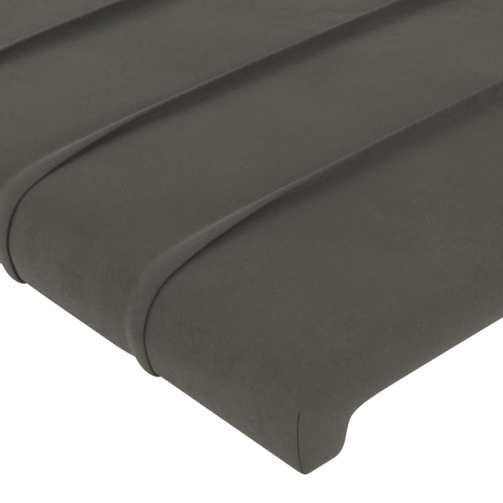 vidaXL Tăblie de pat cu LED, gri închis, 163x16x118/128 cm, catifea vidaXL Tăblie de pat cu LED, gri închis, 163x16x118/128 cm, catifea