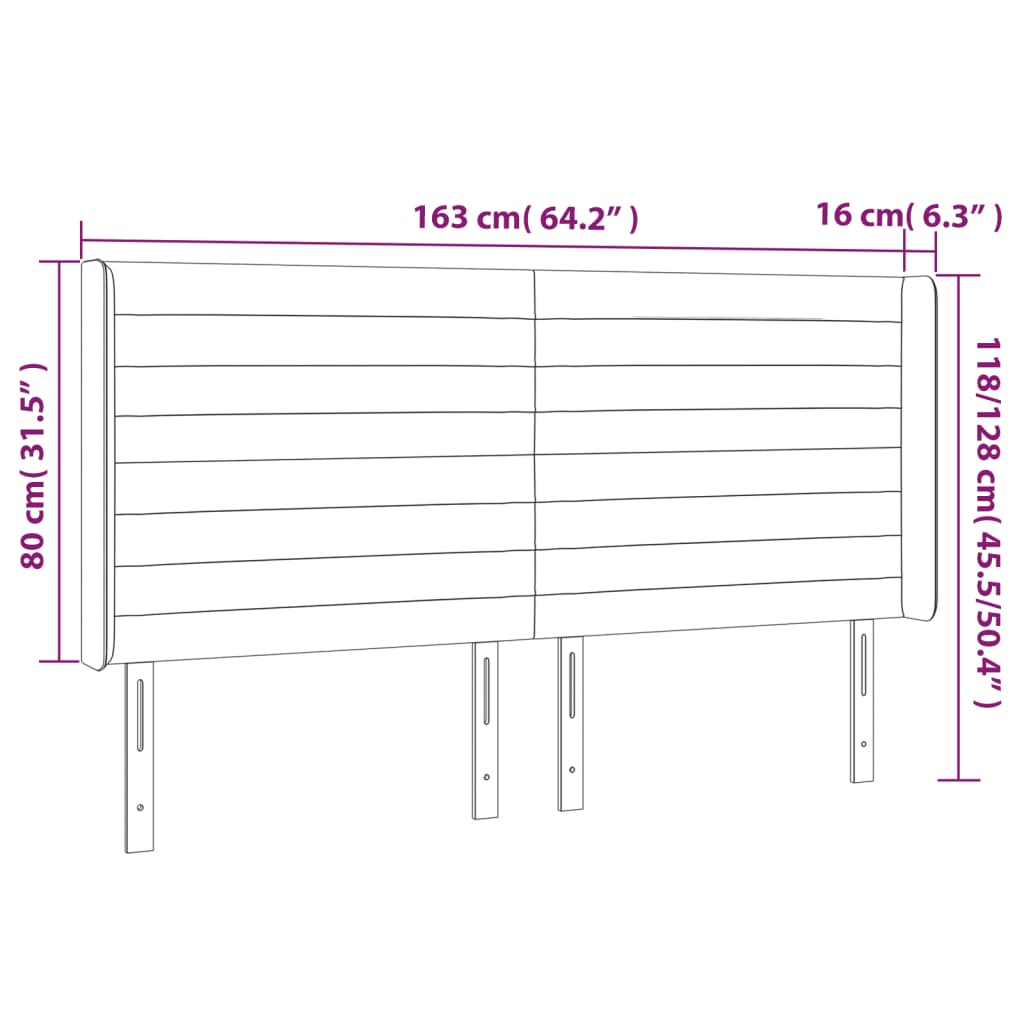 vidaXL Tăblie de pat cu LED, albastru închis, 163x16x118/128cm catifea