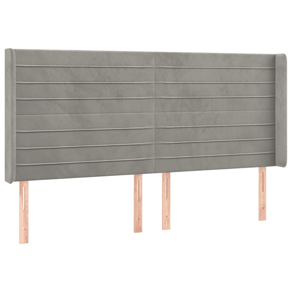 vidaXL Tăblie de pat cu LED, gri deschis, 183x16x118/128 cm, catifea