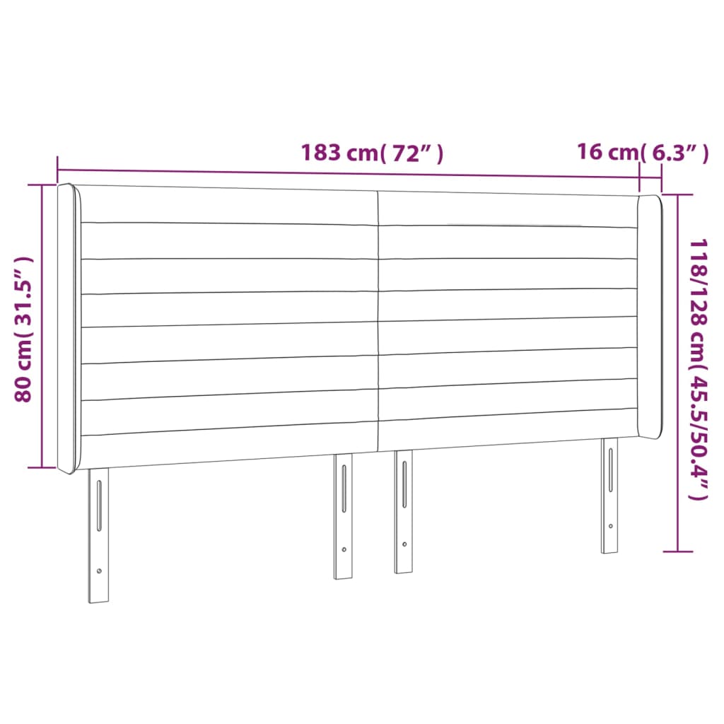 vidaXL Tăblie de pat cu LED, albastru închis, 183x16x118/128cm catifea
