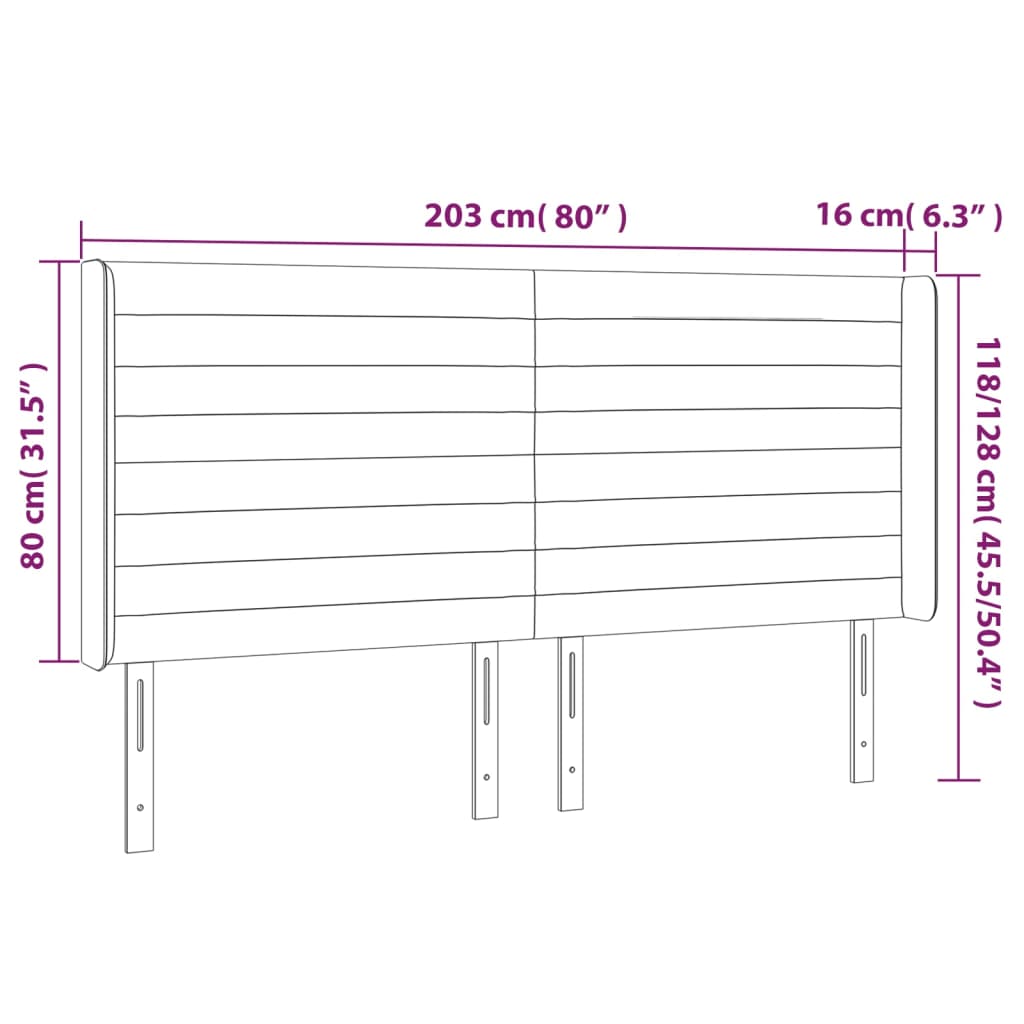 vidaXL Tăblie de pat cu LED, verde închis, 203x16x118/128 cm, catifea vidaXL Tăblie de pat cu LED, verde închis, 203x16x118/128 cm, catifea