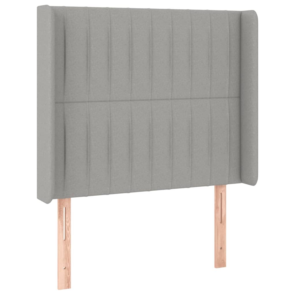 vidaXL Tăblie de pat cu LED, gri deschis, 103x16x118/128 cm, textil