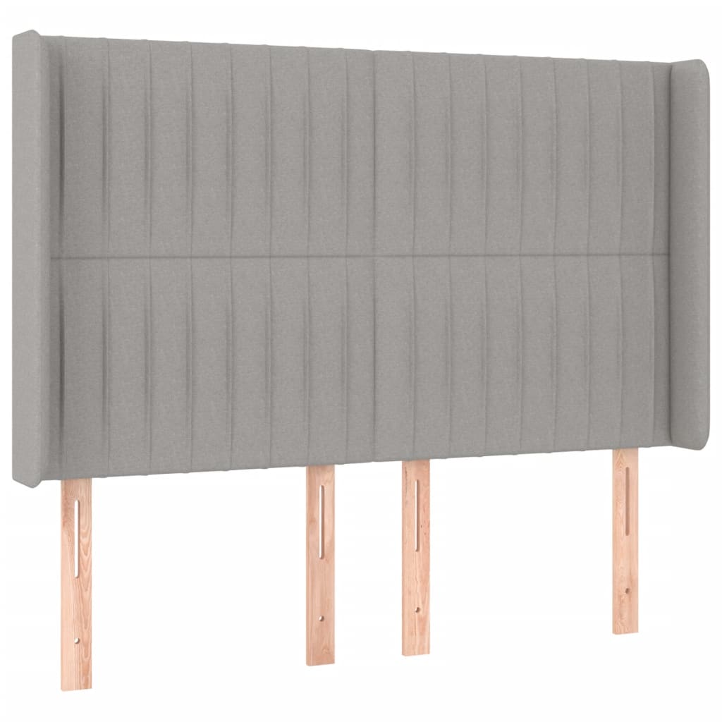 vidaXL Tăblie de pat cu LED, gri deschis, 147x16x118/128 cm, textil