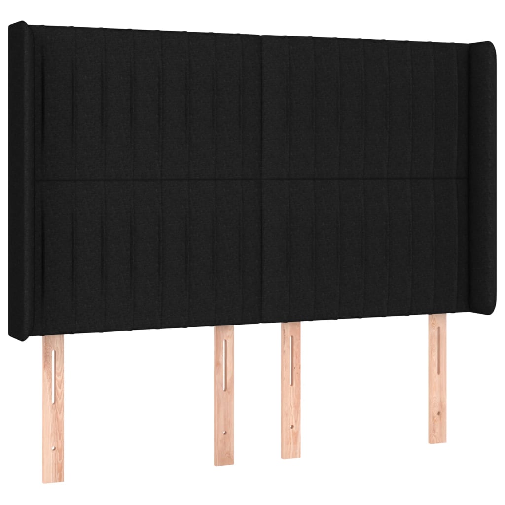 vidaXL Tăblie de pat cu LED, negru, 147x16x118/128 cm, textil vidaXL Tăblie de pat cu LED, negru, 147x16x118/128 cm, textil