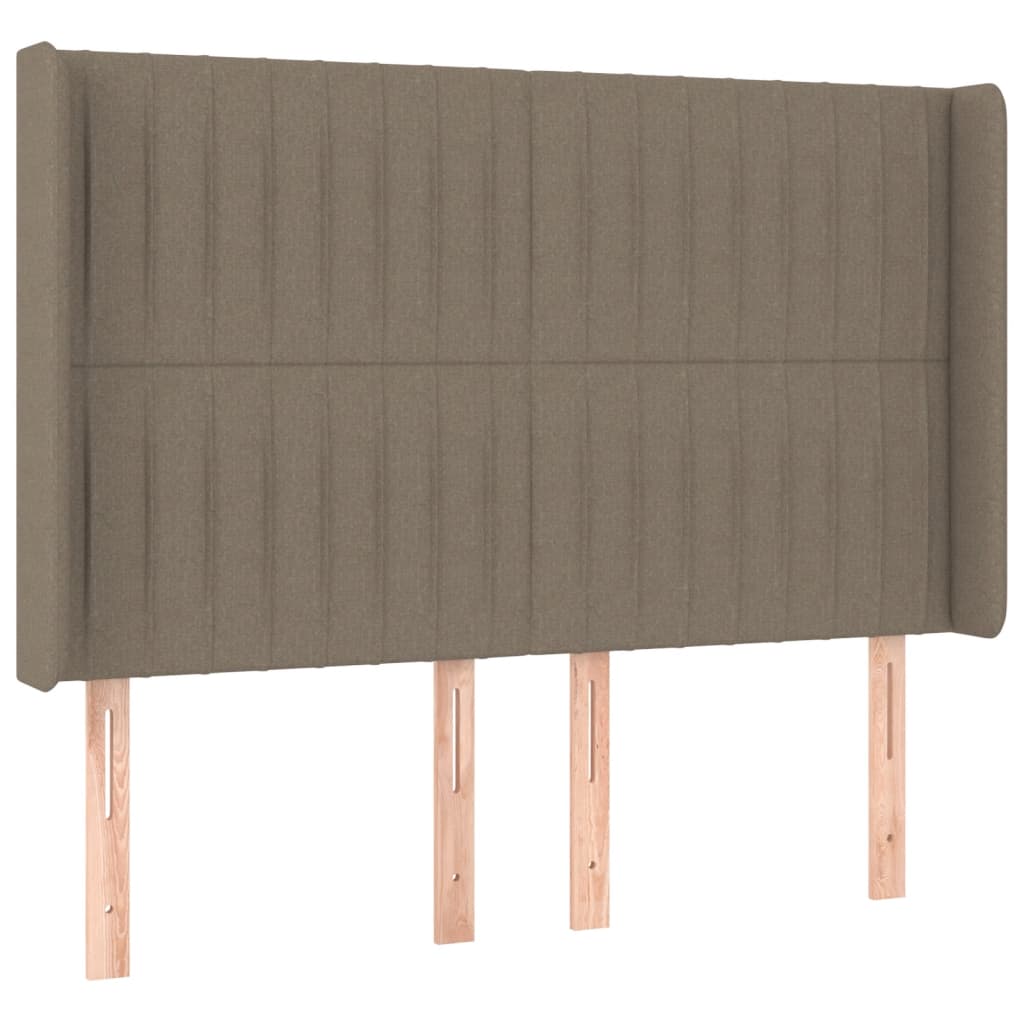 vidaXL Tăblie de pat cu LED, gri taupe, 147x16x118/128 cm, textil vidaXL Tăblie de pat cu LED, gri taupe, 147x16x118/128 cm, textil