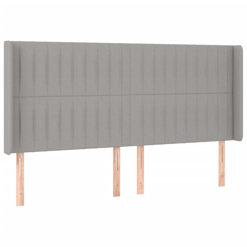 vidaXL Tăblie de pat cu LED, gri deschis, 163x16x118/128 cm, textil vidaXL Tăblie de pat cu LED, gri deschis, 163x16x118/128 cm, textil