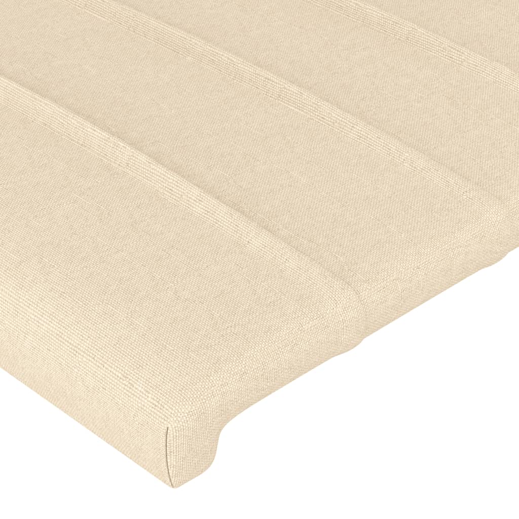 vidaXL Tăblie de pat cu LED, crem, 163x16x118/128 cm, textil