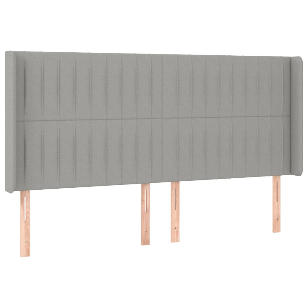 vidaXL Tăblie de pat cu LED, gri deschis, 203x16x118/128 cm, textil vidaXL Tăblie de pat cu LED, gri deschis, 203x16x118/128 cm, textil