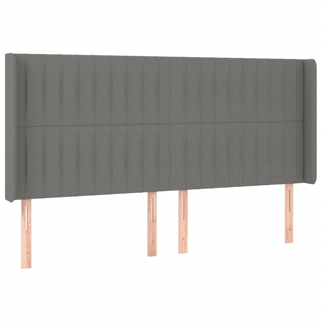 vidaXL Tăblie de pat cu LED, gri închis, 203x16x118/128 cm, textil vidaXL Tăblie de pat cu LED, gri închis, 203x16x118/128 cm, textil