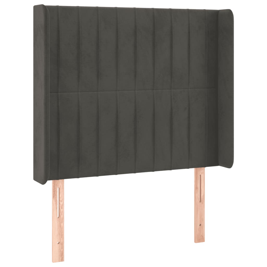 vidaXL Tăblie de pat cu LED, gri închis, 83x16x118/128 cm, catifea