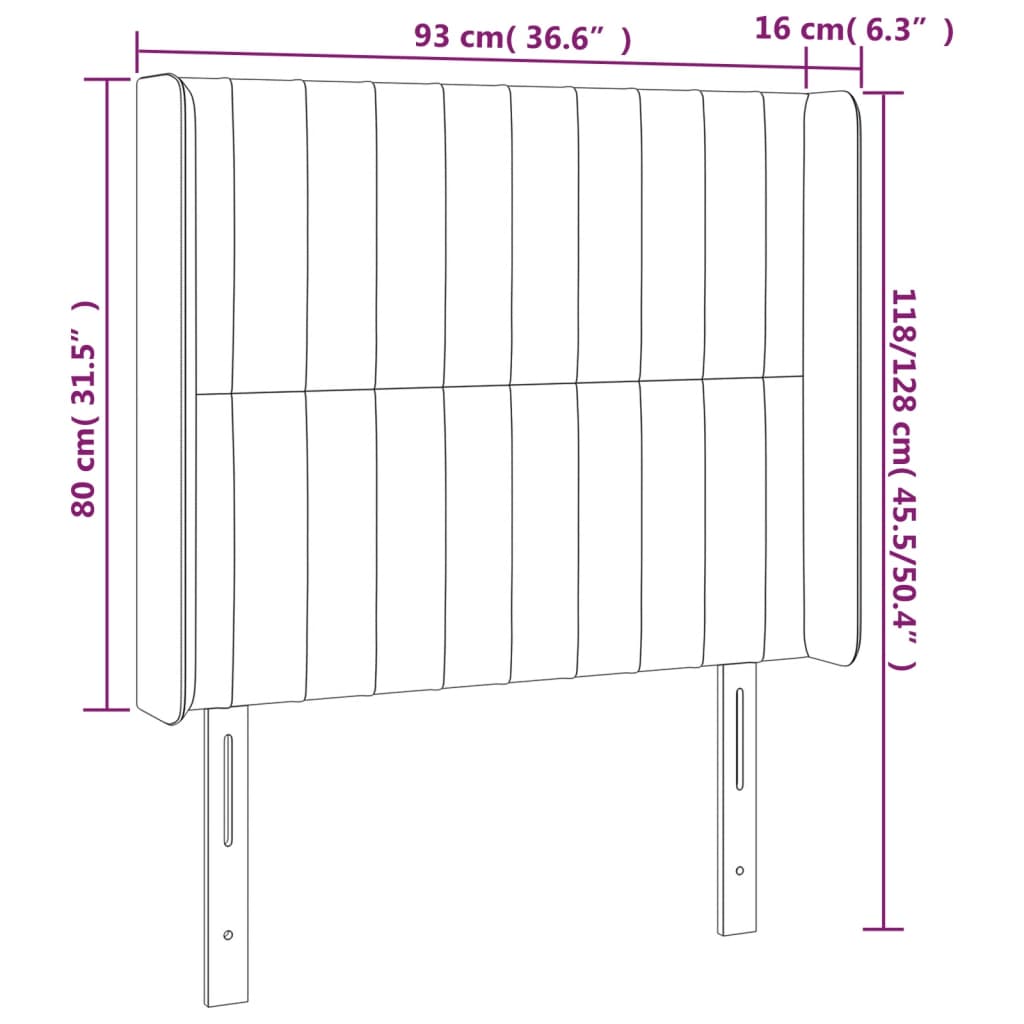 vidaXL Tăblie de pat cu LED, albastru închis, 93x16x118/128cm, catifea