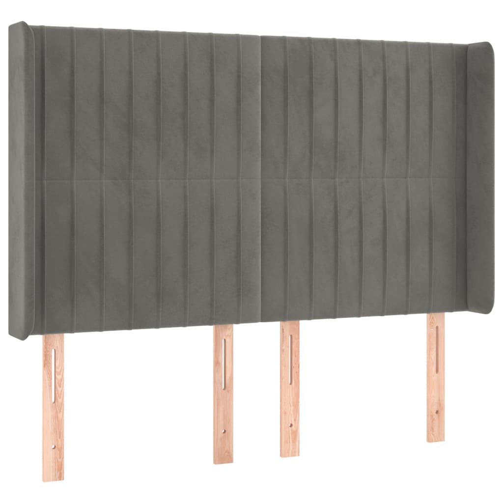 vidaXL Tăblie de pat cu LED, gri deschis, 147x16x118/128 cm, catifea