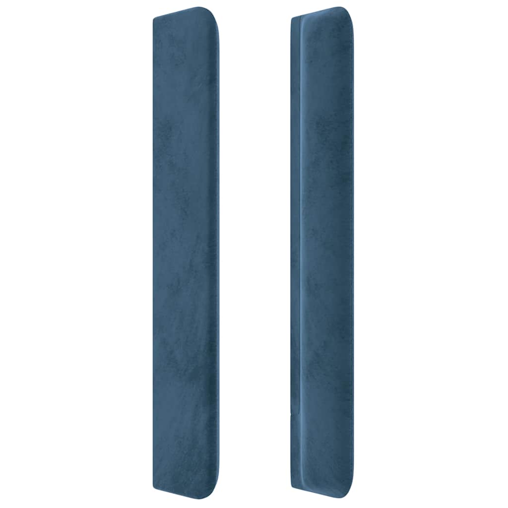 vidaXL Tăblie de pat cu LED, albastru închis, 147x16x118/128cm catifea