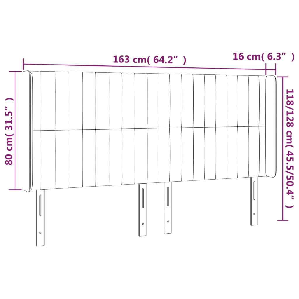 vidaXL Tăblie de pat cu LED, albastru închis, 163x16x118/128cm catifea