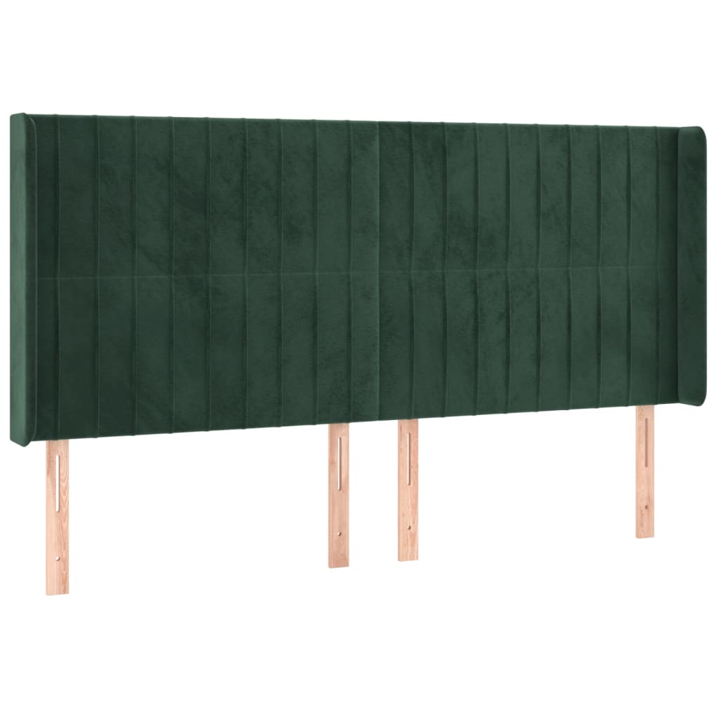 vidaXL Tăblie de pat cu LED, verde închis, 183x16x118/128 cm, catifea vidaXL Tăblie de pat cu LED, verde închis, 183x16x118/128 cm, catifea