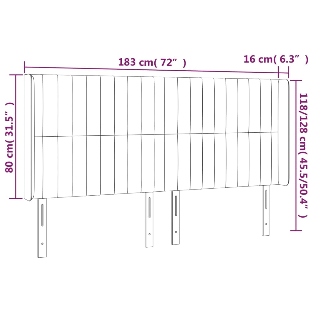 vidaXL Tăblie de pat cu LED, albastru închis, 183x16x118/128cm catifea