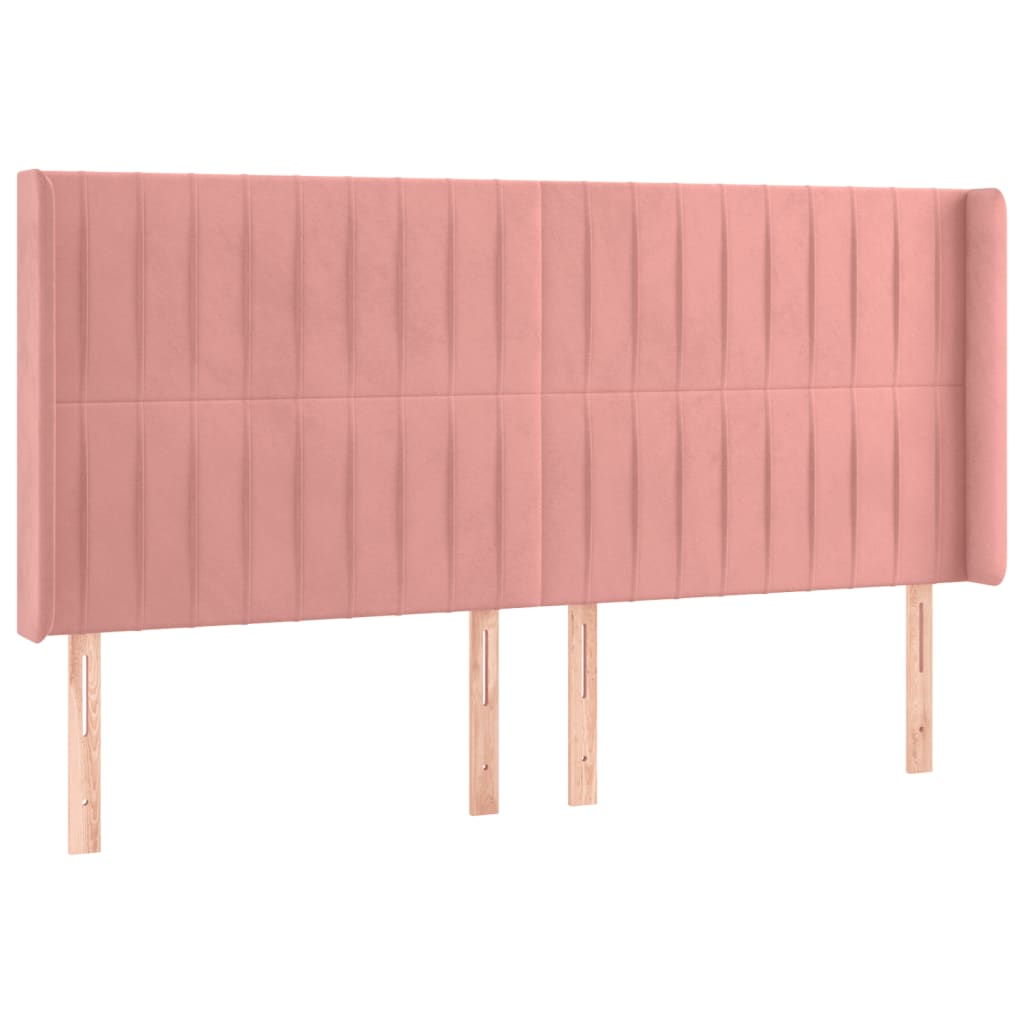 vidaXL Tăblie de pat cu LED, roz, 183x16x118/128 cm, catifea