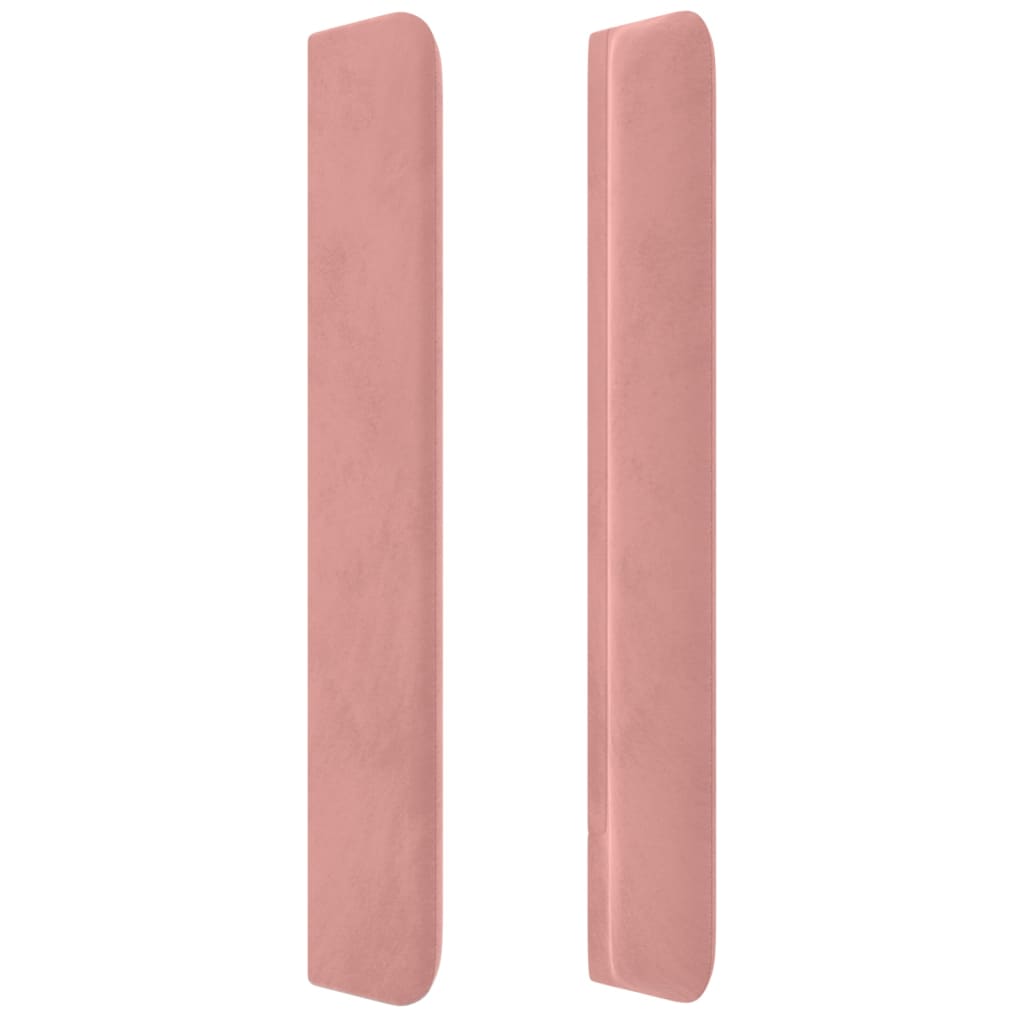 vidaXL Tăblie de pat cu LED, roz, 203x16x118/128 cm, catifea