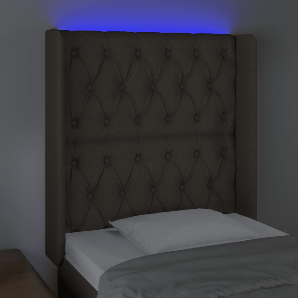 vidaXL Tăblie de pat cu LED, gri taupe, 83x16x118/128 cm, textil vidaXL Tăblie de pat cu LED, gri taupe, 83x16x118/128 cm, textil