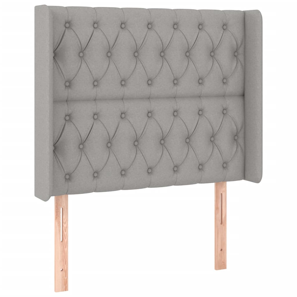vidaXL Tăblie de pat cu LED, gri deschis, 93x16x118/128 cm, textil vidaXL Tăblie de pat cu LED, gri deschis, 93x16x118/128 cm, textil