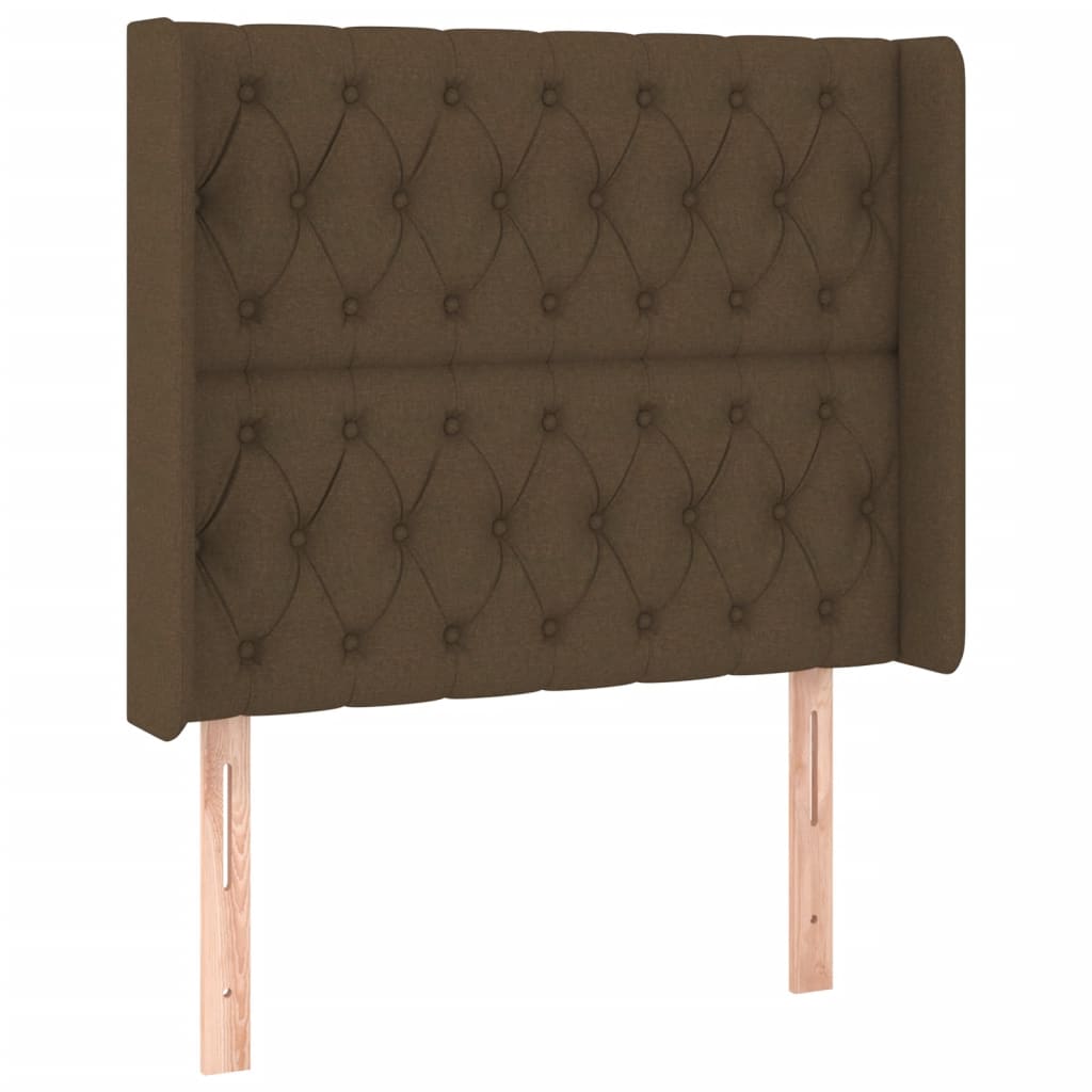 vidaXL Tăblie de pat cu LED, maro închis, 93x16x118/128 cm, textil