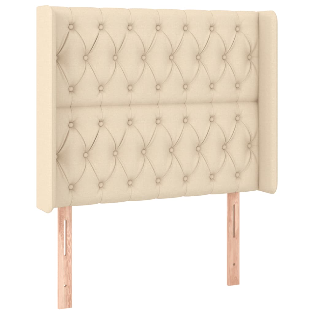 vidaXL Tăblie de pat cu LED, crem, 93x16x118/128 cm, textil vidaXL Tăblie de pat cu LED, crem, 93x16x118/128 cm, textil