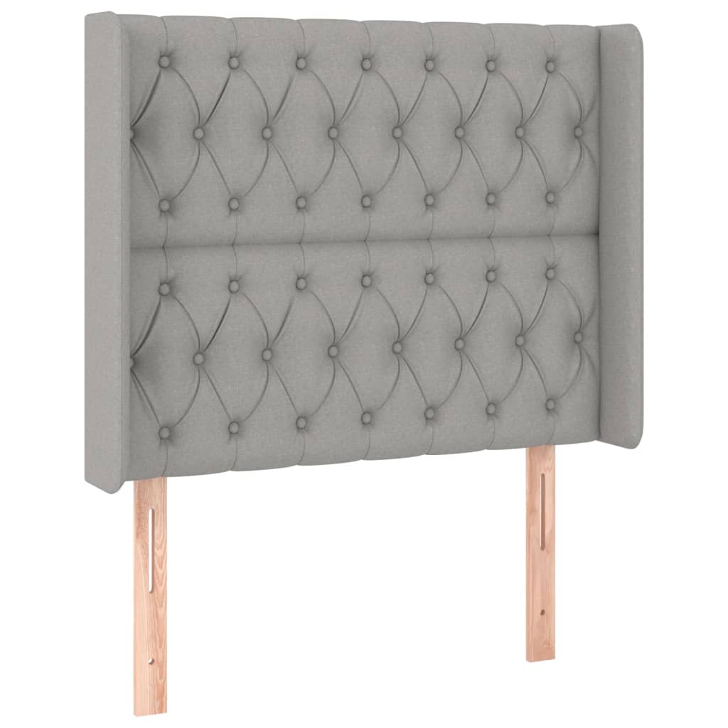 vidaXL Tăblie de pat cu LED, gri deschis, 103x16x118/128 cm, textil