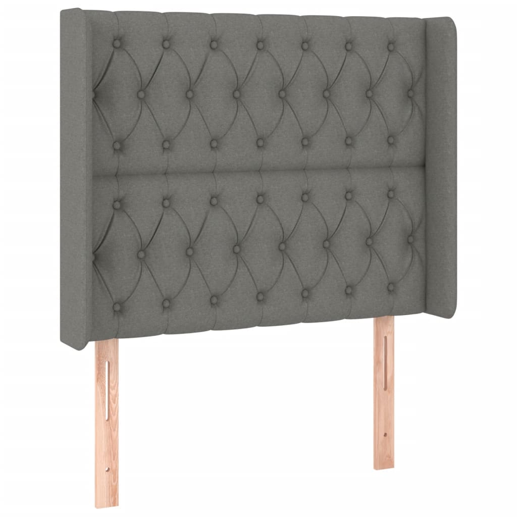 vidaXL Tăblie de pat cu LED, gri închis, 103x16x118/128 cm, textil vidaXL Tăblie de pat cu LED, gri închis, 103x16x118/128 cm, textil