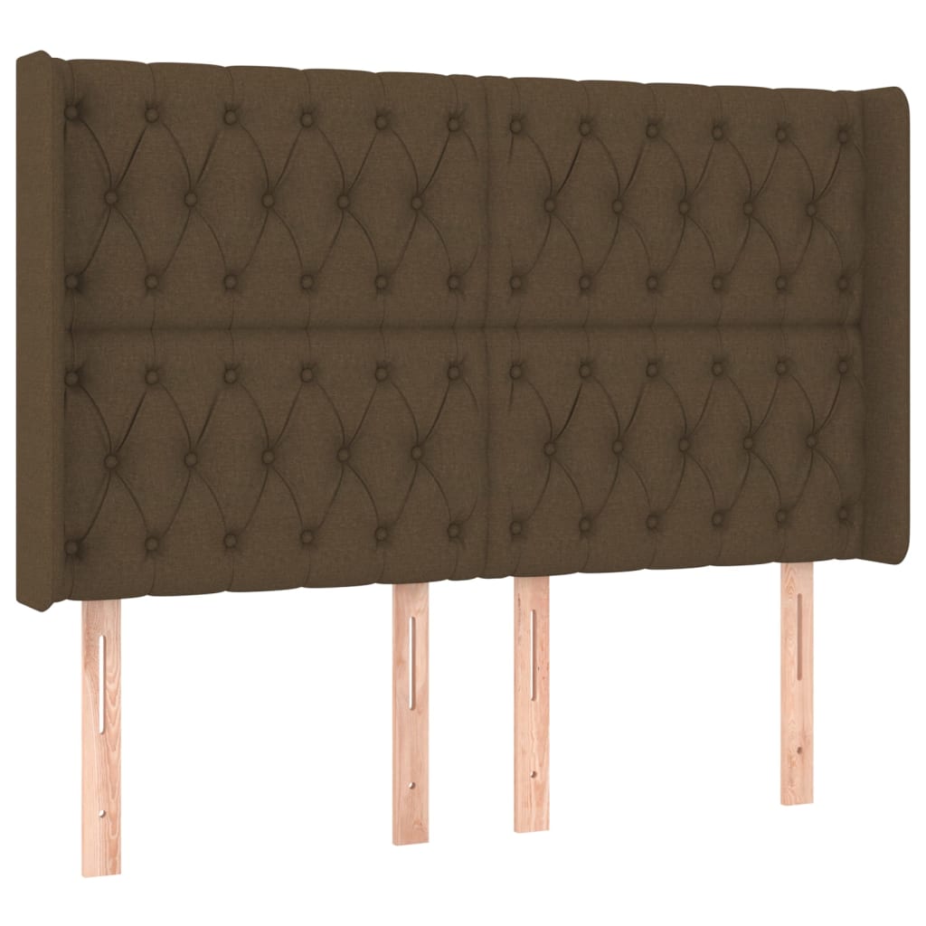 vidaXL Tăblie de pat cu LED, maro închis, 163x16x118/128 cm, textil vidaXL Tăblie de pat cu LED, maro închis, 163x16x118/128 cm, textil