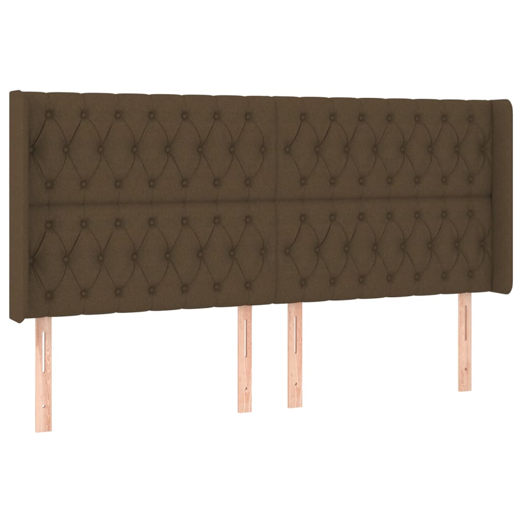 vidaXL Tăblie de pat cu LED, maro închis, 203x16x118/128 cm, textil vidaXL Tăblie de pat cu LED, maro închis, 203x16x118/128 cm, textil