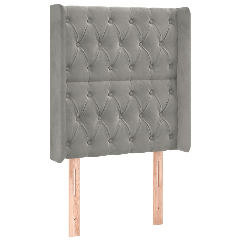 vidaXL Tăblie de pat cu LED, gri deschis, 83x16x118/128 cm, catifea vidaXL Tăblie de pat cu LED, gri deschis, 83x16x118/128 cm, catifea
