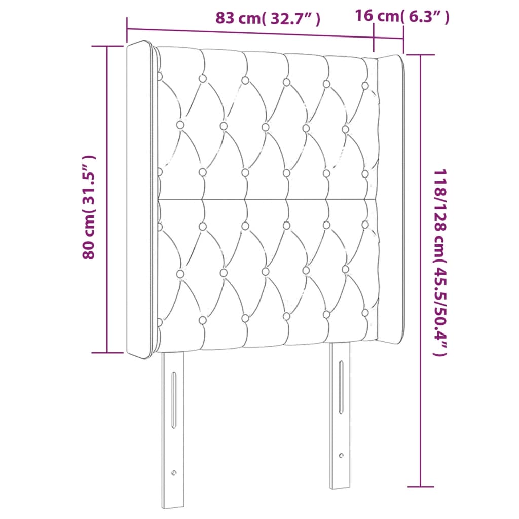 vidaXL Tăblie de pat cu LED, albastru închis, 83x16x118/128cm, catifea