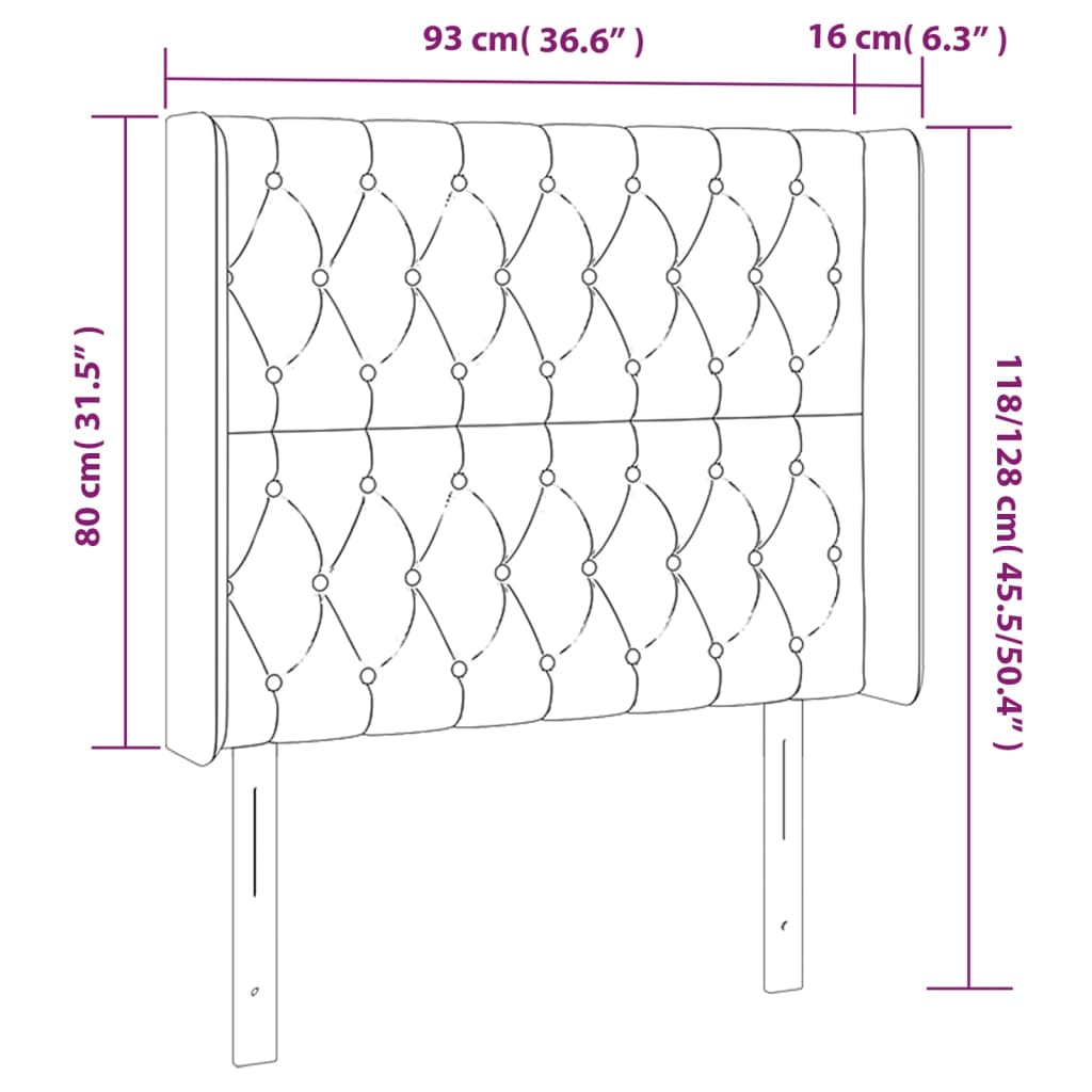 vidaXL Tăblie de pat cu LED, albastru închis, 93x16x118/128cm, catifea