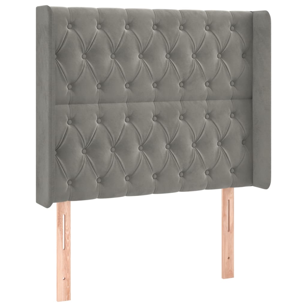 vidaXL Tăblie de pat cu LED, gri deschis, 103x16x118/128 cm, catifea vidaXL Tăblie de pat cu LED, gri deschis, 103x16x118/128 cm, catifea