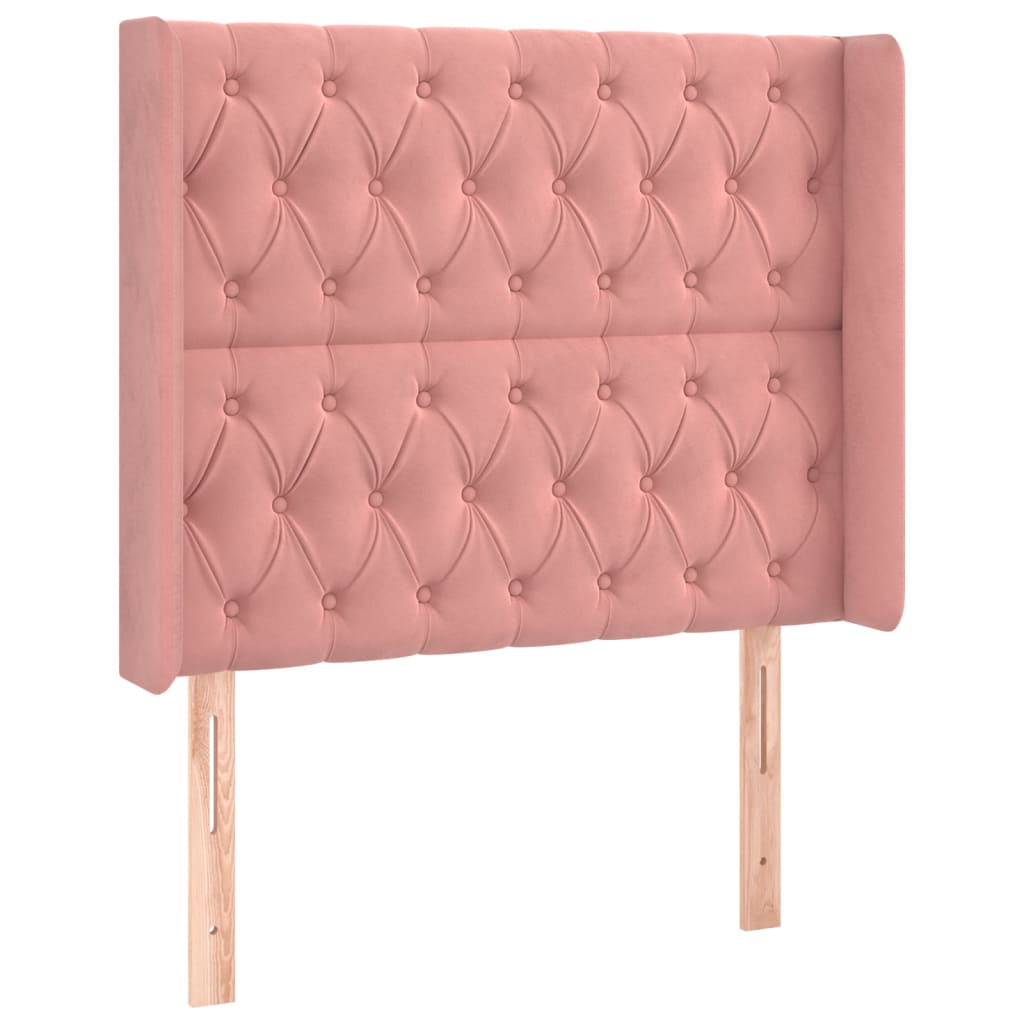 vidaXL Tăblie de pat cu LED, roz, 103x16x118/128 cm, catifea vidaXL Tăblie de pat cu LED, roz, 103x16x118/128 cm, catifea