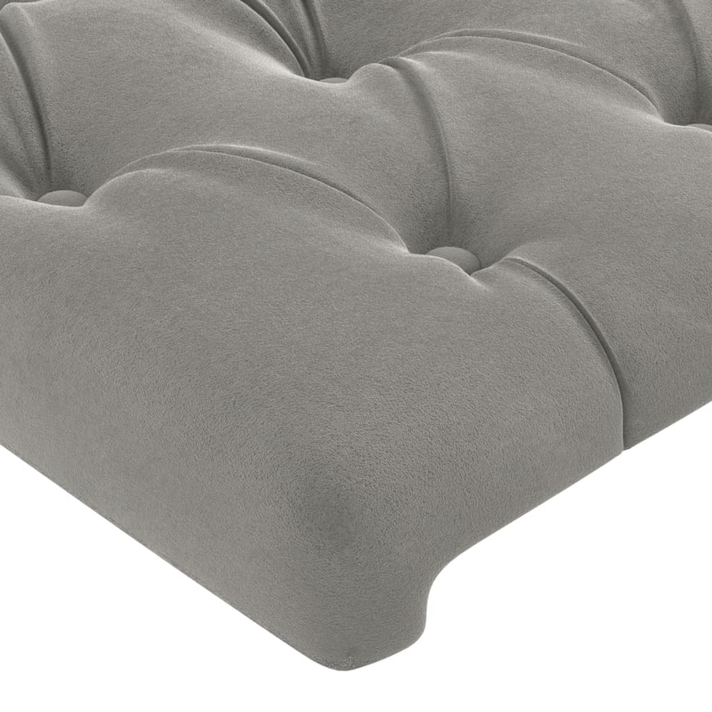 vidaXL Tăblie de pat cu LED, gri deschis, 147x16x118/128 cm, catifea