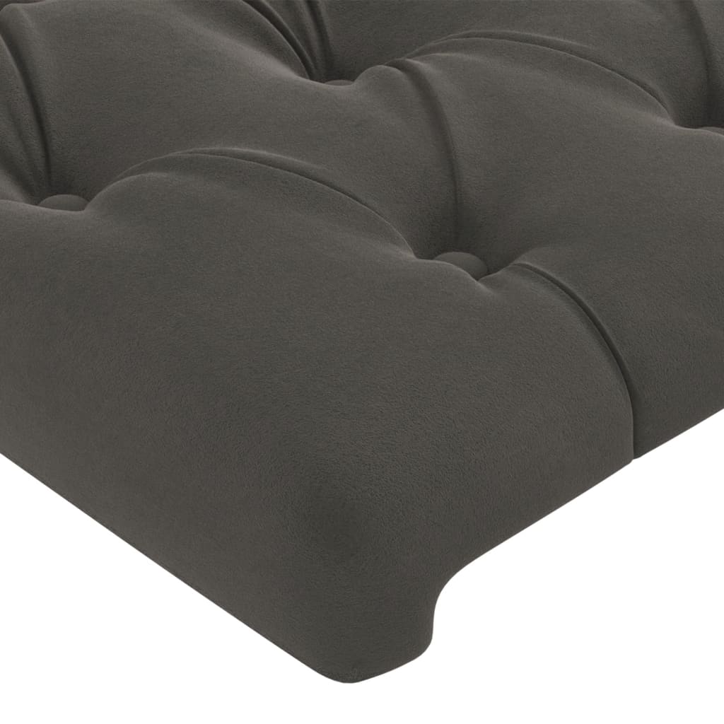 vidaXL Tăblie de pat cu LED, gri închis, 203x16x118/128 cm, catifea vidaXL Tăblie de pat cu LED, gri închis, 203x16x118/128 cm, catifea