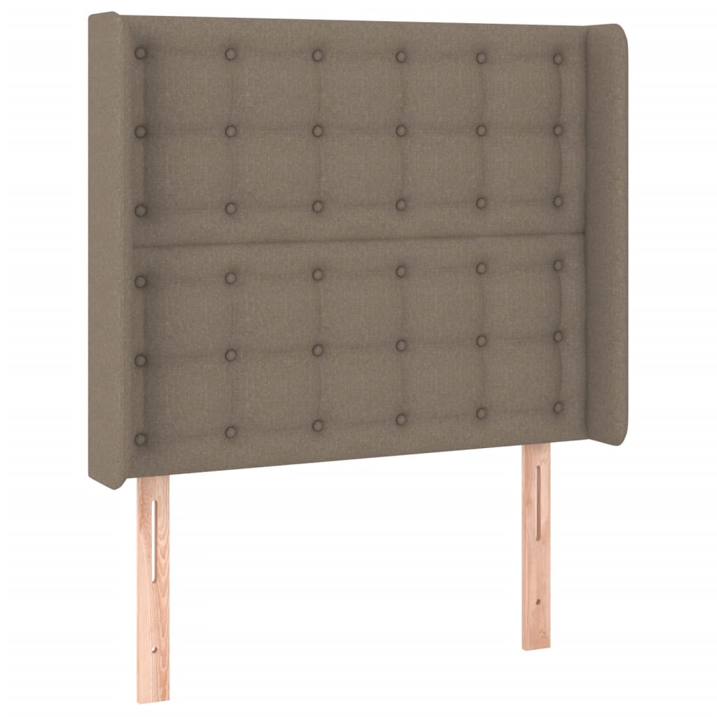 vidaXL Tăblie de pat cu LED, gri taupe, 83x16x118/128 cm, textil