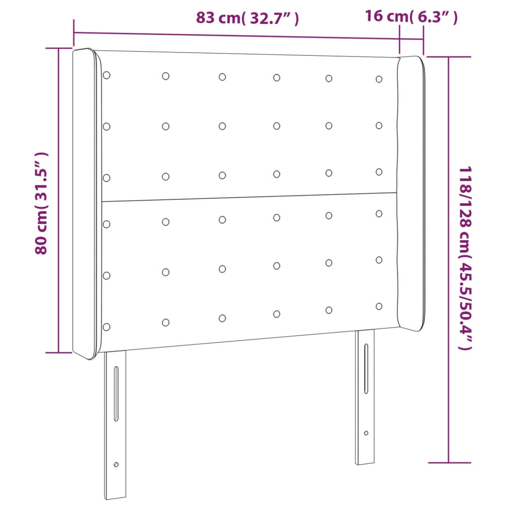 vidaXL Tăblie de pat cu LED, albastru, 83x16x118/128 cm, textil