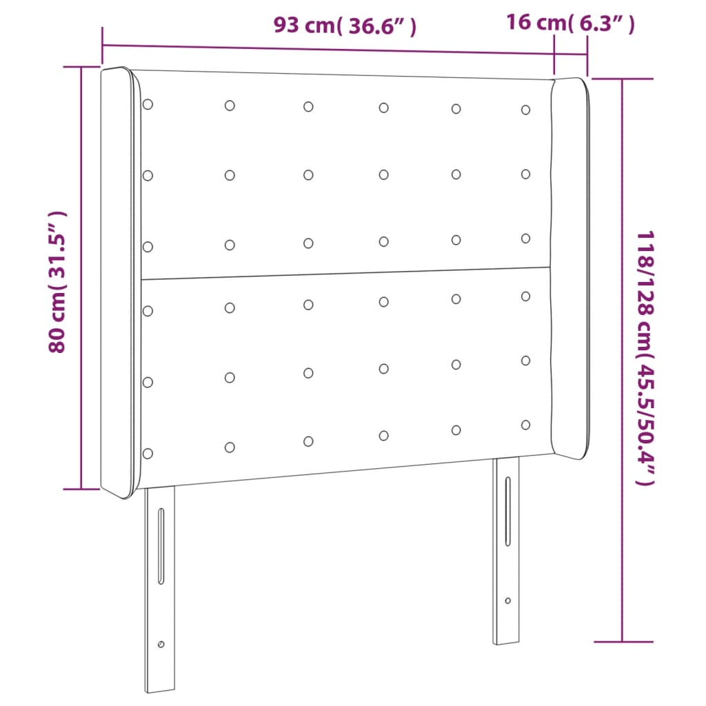 vidaXL Tăblie de pat cu LED, albastru, 93x16x118/128 cm, textil
