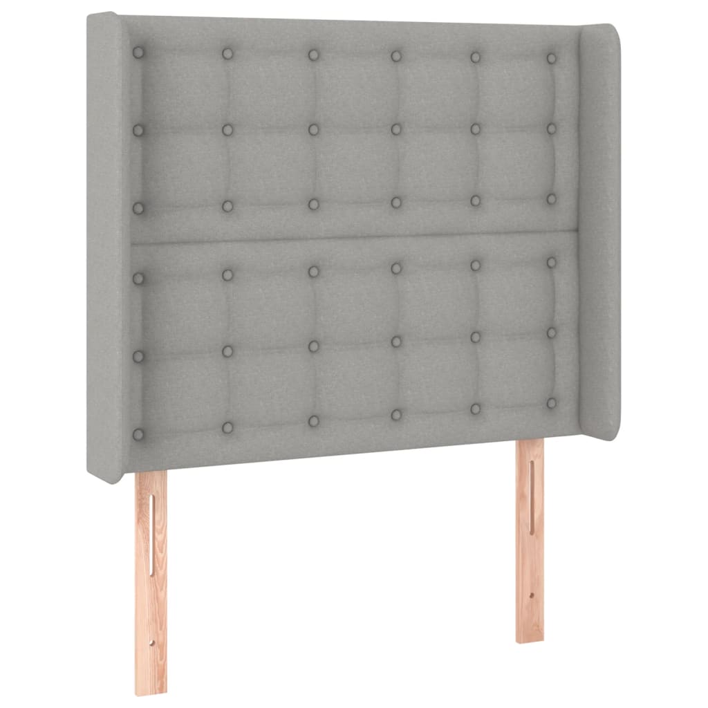 vidaXL Tăblie de pat cu LED, gri deschis, 103x16x118/128 cm, textil