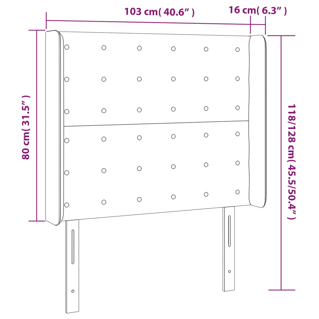 vidaXL Tăblie de pat cu LED, gri deschis, 103x16x118/128 cm, textil