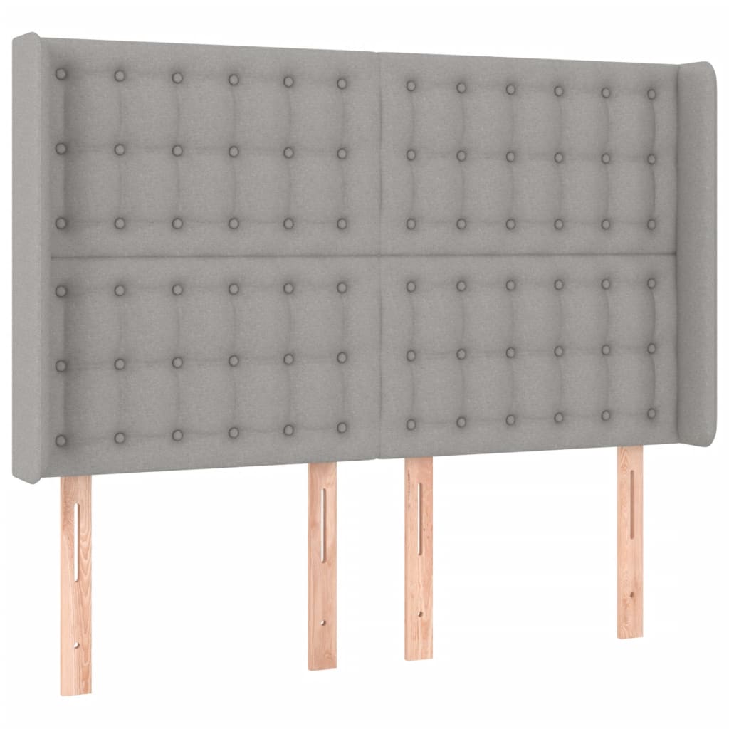 vidaXL Tăblie de pat cu LED, gri deschis, 147x16x118/128 cm, textil