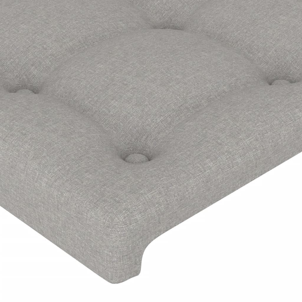 vidaXL Tăblie de pat cu LED, gri deschis, 147x16x118/128 cm, textil