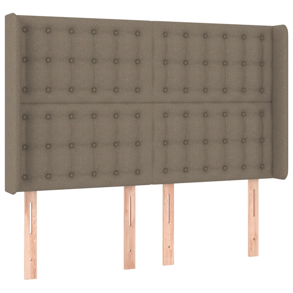 vidaXL Tăblie de pat cu LED, gri taupe, 147x16x118/128 cm, textil vidaXL Tăblie de pat cu LED, gri taupe, 147x16x118/128 cm, textil