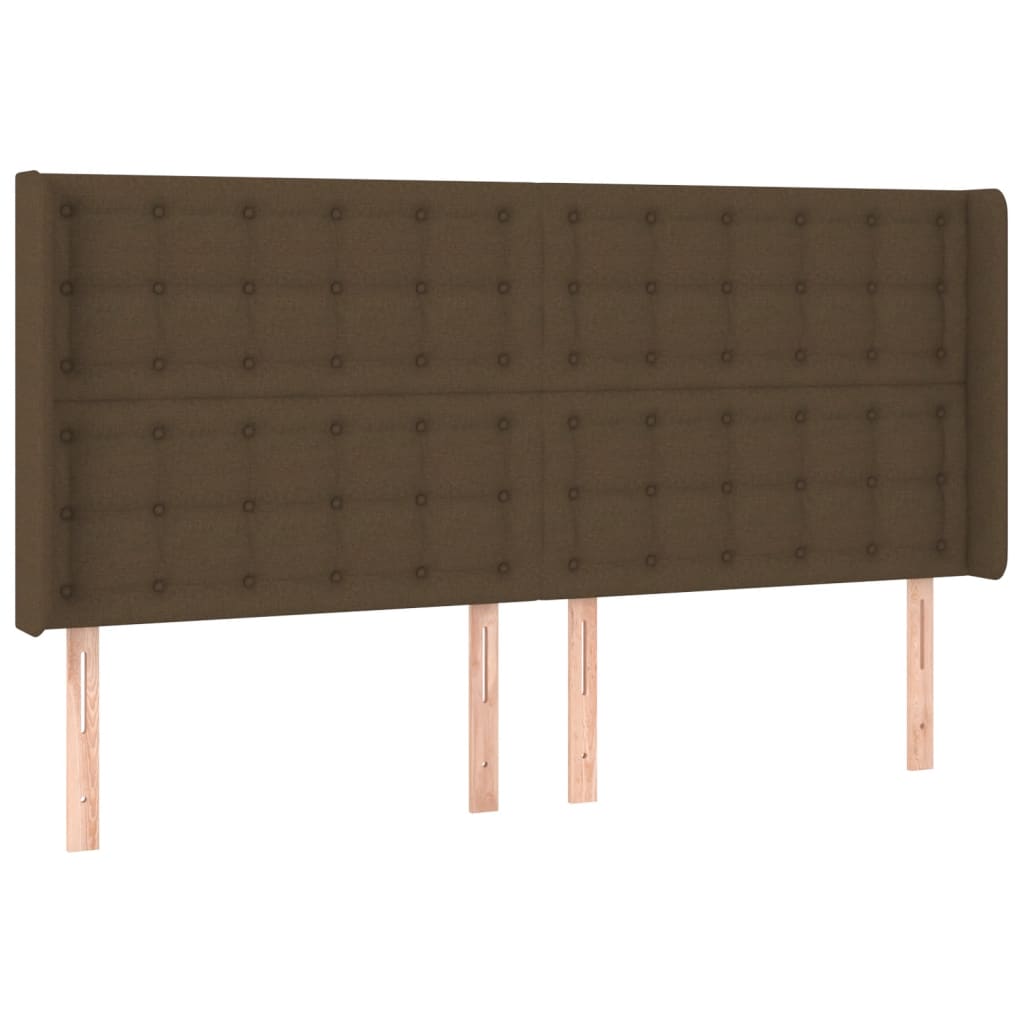 vidaXL Tăblie de pat cu LED, maro închis, 183x16x118/128 cm, textil