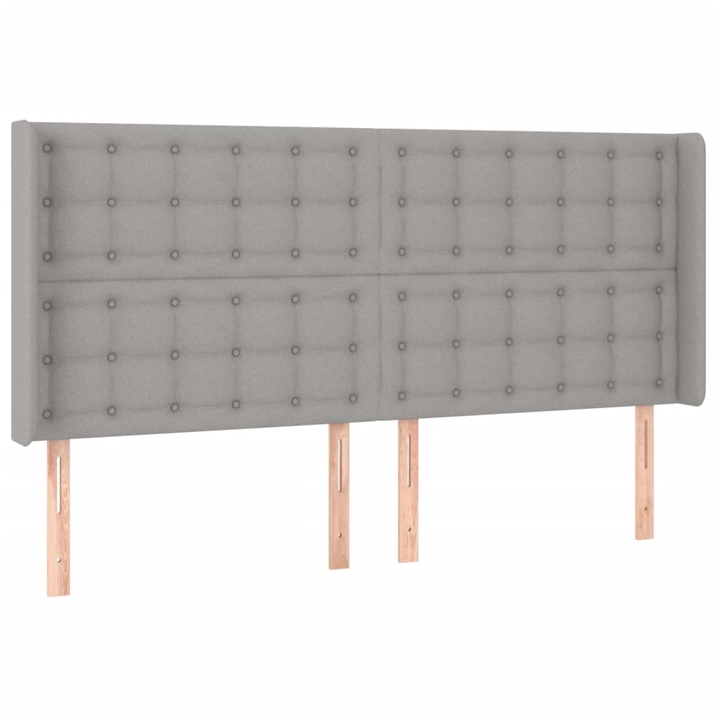 vidaXL Tăblie de pat cu LED, gri deschis, 203x16x118/128 cm, textil vidaXL Tăblie de pat cu LED, gri deschis, 203x16x118/128 cm, textil
