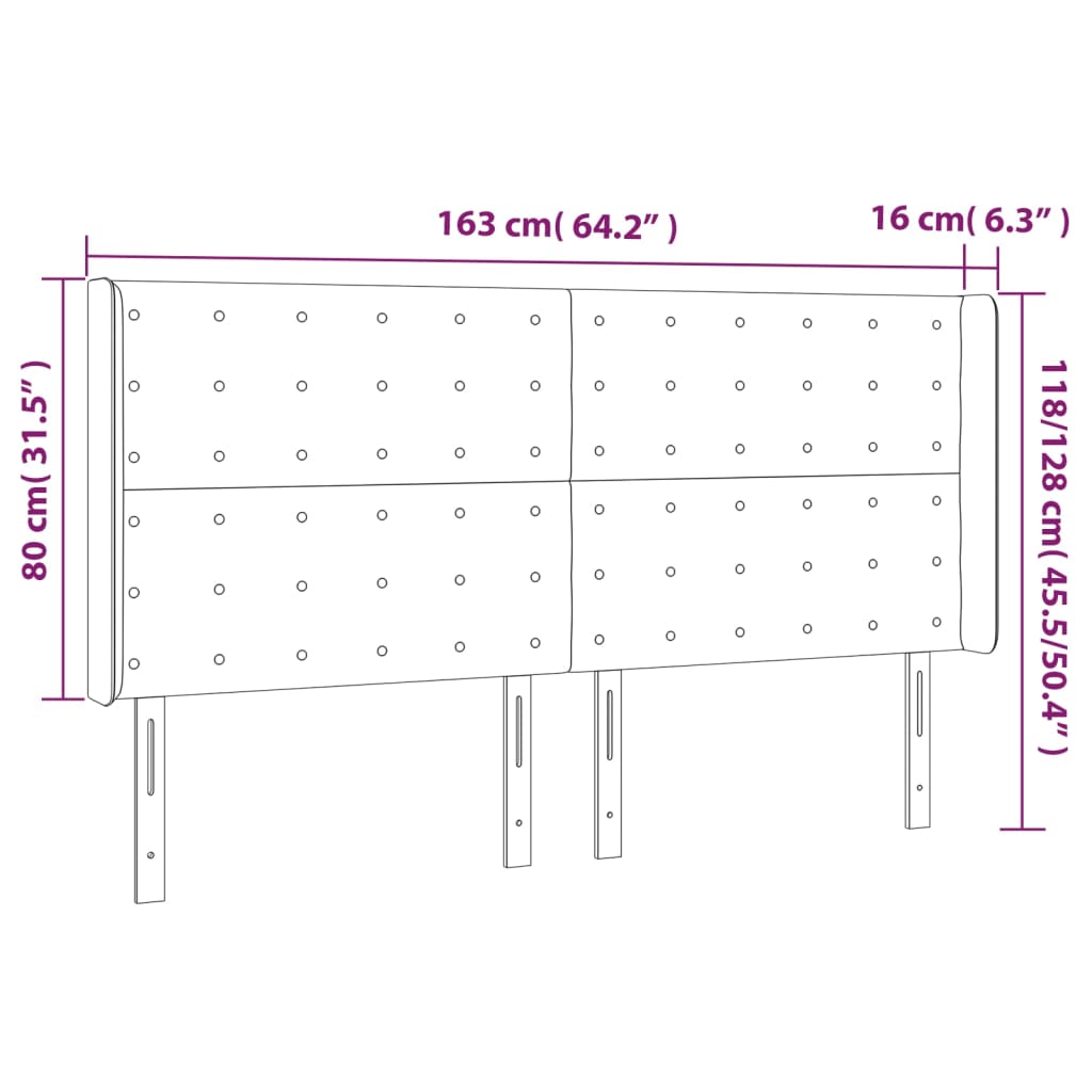 vidaXL Tăblie de pat cu LED, albastru închis, 163x16x118/128cm catifea