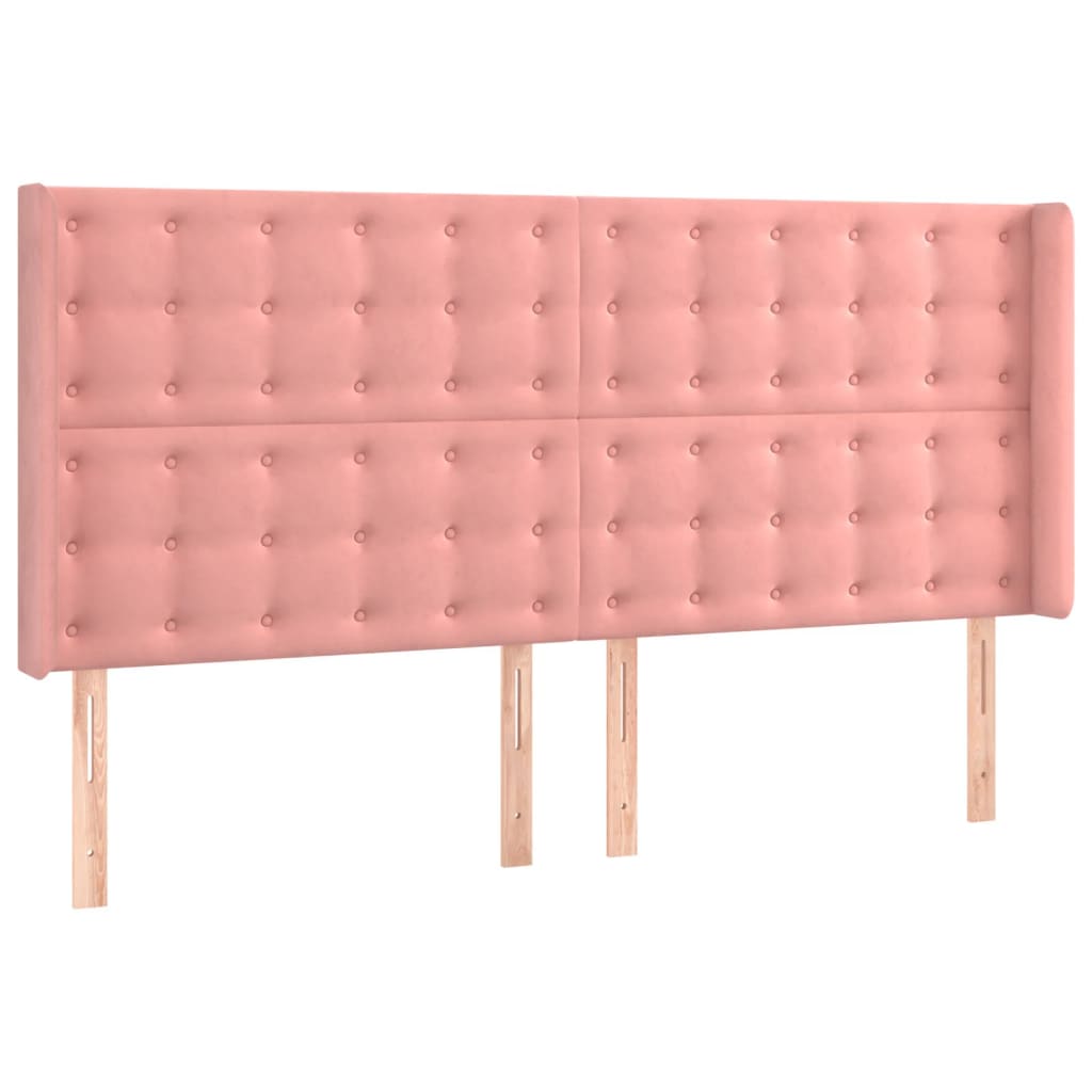 vidaXL Tăblie de pat cu LED, roz, 183x16x118/128 cm, catifea